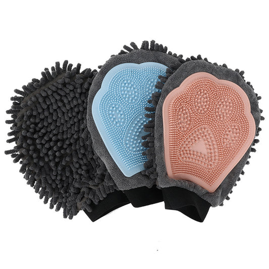 Pet Bathing Brush 2-in-1 Grooming Glove Elegant Dog Grooming Tool For Brushing, Massaging, And Drying Pet Grooming Kit For Dog Cat 2-Sided Bathing Brush Cleaning Massage Glove - Dogs Peace™